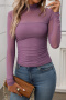 casual slight stretch 6-colors see-through mesh patchwork slim fit shirring top_Black_Gray_Red_Green_Purple