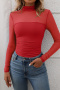 casual slight stretch 6-colors see-through mesh patchwork slim fit shirring top_Black_Gray_Red