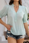 casual non-stretch 4-colors solid color flared half-sleeve wrinkle fabric top_Black_White_Orange_Aqua Green