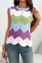 casual slight stretch ribbed knit multicolor crew neck sweaters_Pink_Orange_Light Green_Purple
