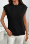 casual slight stretch 4 colors crew neck ribbed knit sweaters_Black