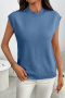 casual slight stretch 4 colors crew neck ribbed knit sweaters_Black_Pink_Haze Blue
