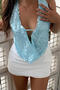 sexy non-stretch halter neck deep v-neck large backless sequined vest_Pink_Orange_Green_Sky Blue