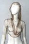 sexy non-stretch fishnet hollow rhinestone party music festival hooded vest_Rose Red_Gold