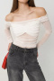 sexy slight stretch see-through mesh off shoulder top_Black_White