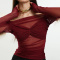 sexy slight stretch see-through mesh off shoulder top_Black_White_Rose Red
