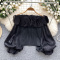 exquisite slight stretch off shoulder lantern sleeve ruffle all-match blouse_Black