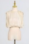 chic slight stretch pure color pleated sleeveless crop loose blouse_White_Beige