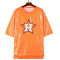 casual non-stretch letter pentagram pattern sequin decor crew neck t-shirts_Orange
