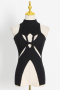 sexy slight stretch ribbed knit crew neck hollow tank top_Black
