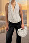 sexy slight stretch halter-neck sequin flower decor tank top new add colors_White