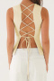 casual non-stretch slim fit cotton and linen fabric backless lace-up vest_White_Pink_Sky Blue_Beige