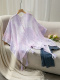 casual slight stretch tie-dye printed knitted loose tassel shawl_Pink_Light Green_Sky Blue_Light Purple