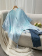 casual slight stretch tie-dye printed knitted loose tassel shawl_Pink_Light Green_Sky Blue