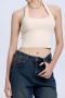 casual high stretch 6-colors knitted halter neck tight vest size run small_Black_White_Magenta_Light Green_Beige