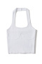 casual high stretch 6-colors knitted halter neck tight vest size run small_Black_White