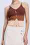 casual high stretch contrast color knitted sling slit vest size run small_Magenta_Green_Blue_Brown