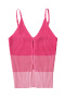 casual high stretch contrast color knitted sling slit vest size run small_Magenta