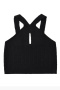 casual high stretch solid color knitted sling jacquard vest size run small_Black