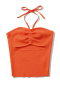 casual slight stretch halter neck drawstring hollow knitted vest size run small_Black_Orange