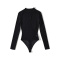 sexy slight stretch 5 colors long sleeve knitted hollow bodysuit_Black