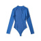 sexy slight stretch 5 colors long sleeve knitted hollow bodysuit_Black_Magenta_Blue
