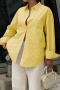 casual non-stretch stripe 6 colors long sleeve single-breasted blouse_White_Pink_Yellow