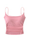 sexy slight stretch 8colors solid color shirring padded tank top(size run small)_Black_White_Gray_Pink