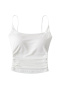 sexy slight stretch 8colors solid color shirring padded tank top(size run small)_Black_White