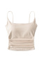 sexy slight stretch 8colors solid color shirring padded tank top(size run small)_Black_White_Gray_Pink_Light Pink_Yellow_Purple_Beige