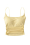 sexy slight stretch 8colors solid color shirring padded tank top(size run small)_Black_White_Gray_Pink_Light Pink_Yellow
