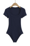 casual slight stretch square neck solid color bodysuit(size run small)_Black_White_Gray_Dark Gray_Rose Red_Dark Blue