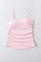 sexy slight stretch 7colors solid color shirring padded tank top(size run small)_Black_White_Pink