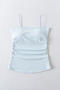 sexy slight stretch 7colors solid color shirring padded tank top(size run small)_Black_White_Pink_Red_Yellow_Sky Blue