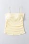 sexy slight stretch 7colors solid color shirring padded tank top(size run small)_Black_White_Pink_Red_Yellow