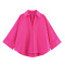 casual non-stretch solid color 4 colors v-neck blouses_White_Magenta