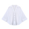 casual non-stretch solid color 4 colors v-neck blouses_White