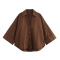 casual non-stretch solid color 4 colors v-neck blouses_White_Magenta_Sky Blue_Brown