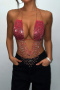 sexy non-stretch splicing fishnet hollow rhinestone music festival party vest_Gray_Pink_Red_Rose Red
