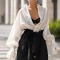 stylish non-stretch pure color single-breasted long sleeve blouse(no underwear)_White