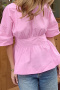 exquisite non-stretch cotton backless solid color blouses_White_Pink