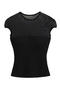 sexy slight stretch stitching mesh crew neck padded top(size run small)_Black