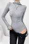 casual slight stretch hooded solid color 4 colors bodysuit(size run small)_Black_Gray