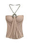 sexy slight stretch beaded halter-neck 5 colors padded tank top(size run small)_Black_White_Gray_Red_Khaki 