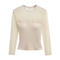 sexy slight stretch crew neck stitching mesh padded top(size run small)_Black_White_Pink_Beige