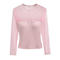sexy slight stretch crew neck stitching mesh padded top(size run small)_Black_White_Pink