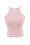 casual slight stretch 7 colors crew neck padded tank top(size run small)_Black_Pink
