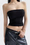 sexy slight stretch 5 colors tube design padded tank top(size run small)_Black