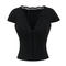 sexy slight stretch 7 colors v-neck lace trim padded top(size run small)_Black