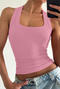 stylish slight stretch 11 colors all-match slim vest_Black_White_Pink
